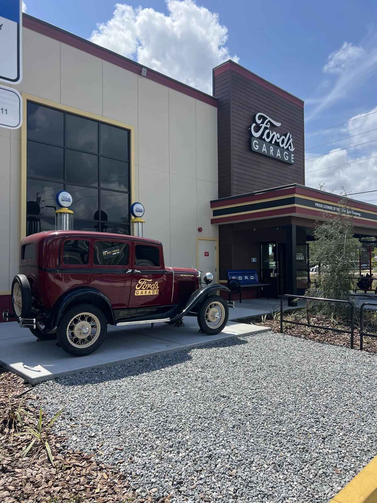 Ford’s Garage exterior and vintage car in Sanford